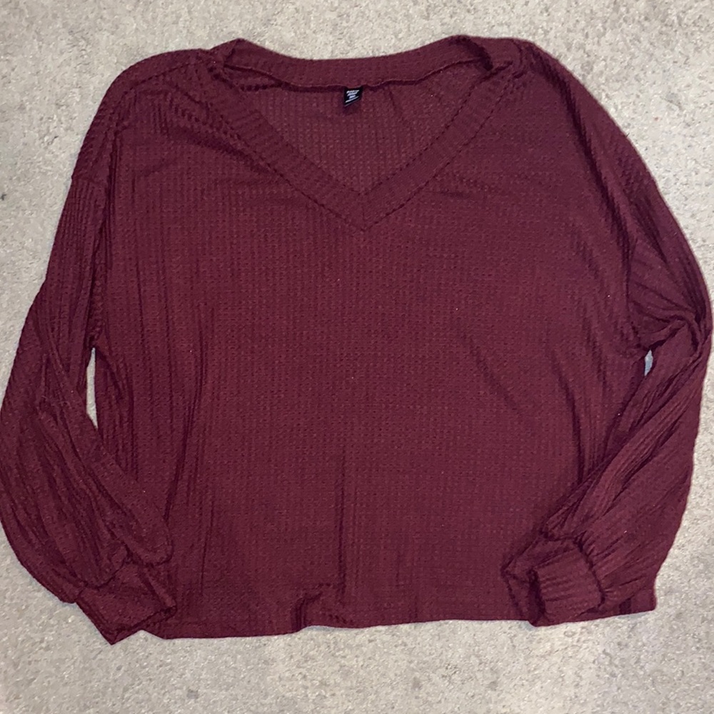 Long Sleeve Waffle Knit Shirt